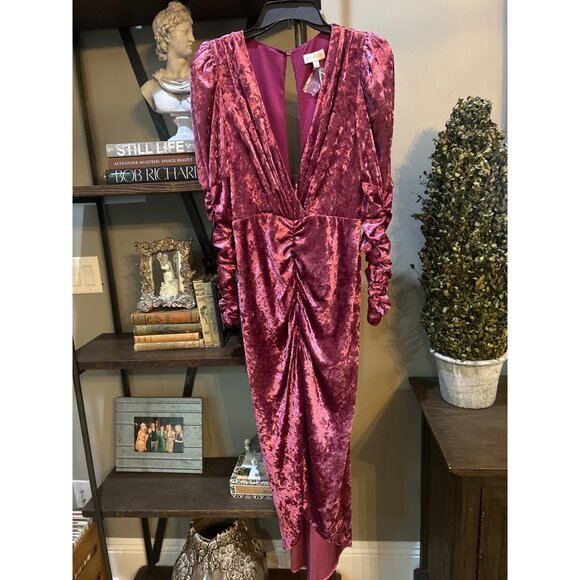Ronny Kobo Velvet Alicia Dress Wine Purple Red Womens Size Medium - Picture 6 of 12